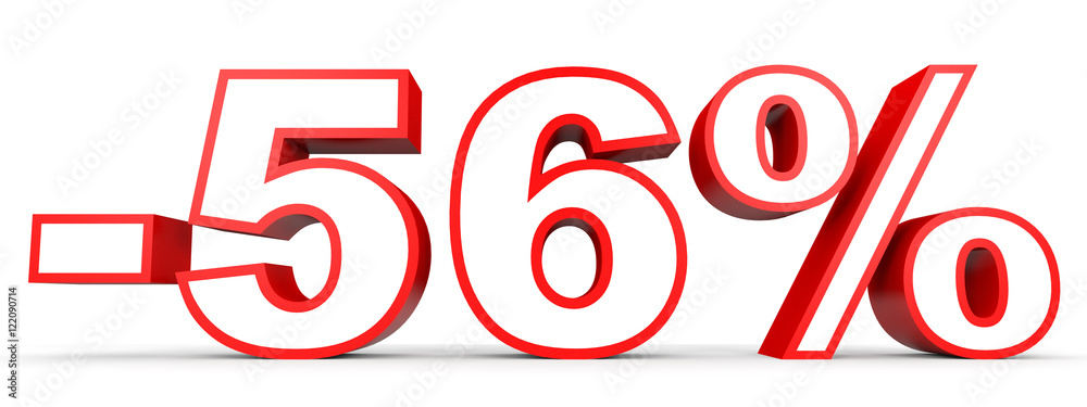 Discount 56 percent off. 3D illustration on white background. Discount 56 percent off. 3D illustration on white background.