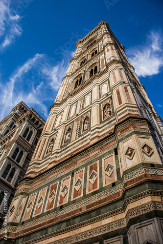 Giotto's bell tower near Florence's Dome Santa Maria del Fiore.