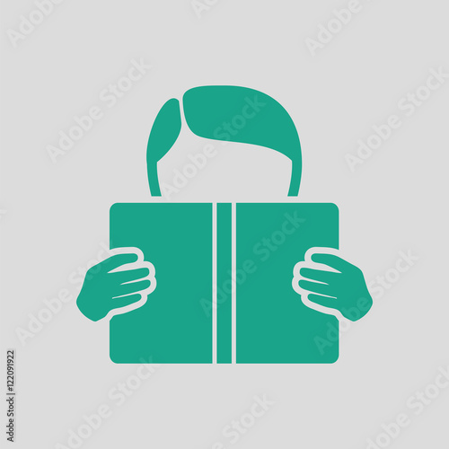 Boy reading book icon