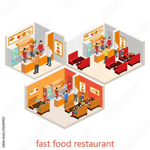 isometric fast food restaurant