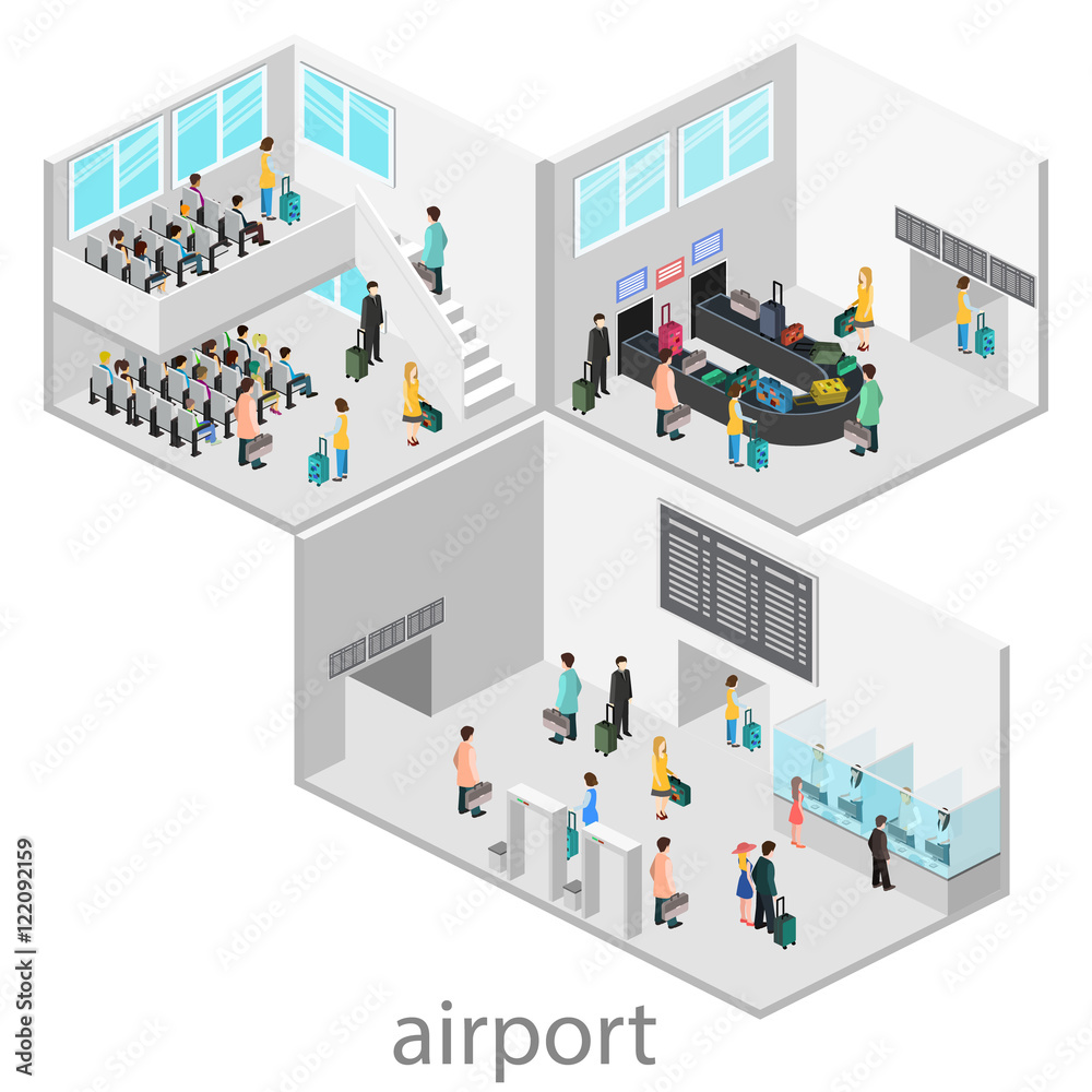 Isometric airport scenes Isometric airport scenes