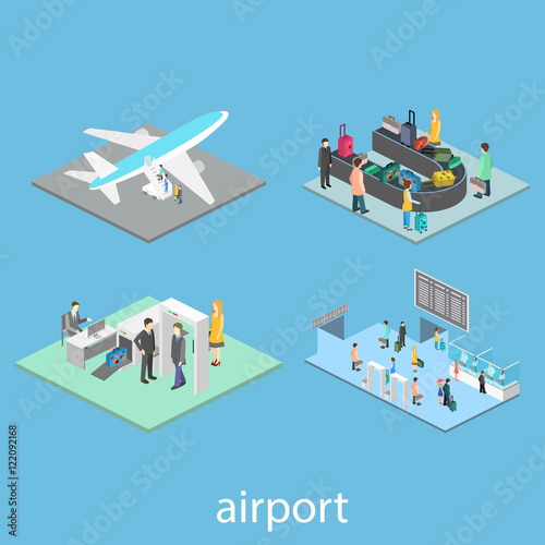 Isometric airport scenes