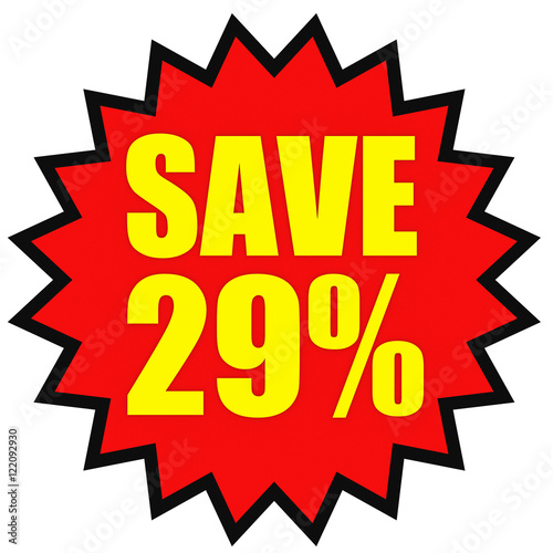 Discount 29 percent off. 3D illustration on white background.