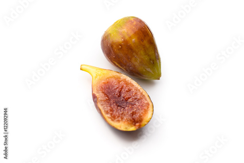 Closeup view of fresh fig fruits on white background photo