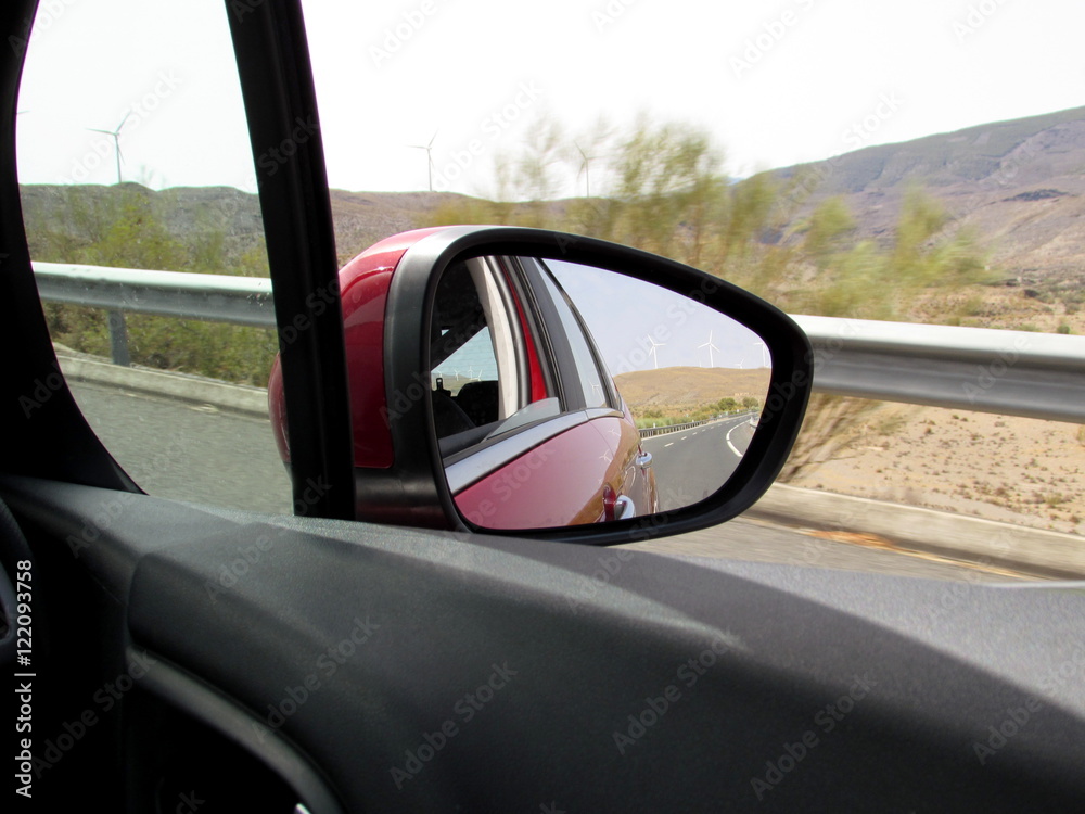 Specchietto retrovisore - mulini a vento in Andalusia