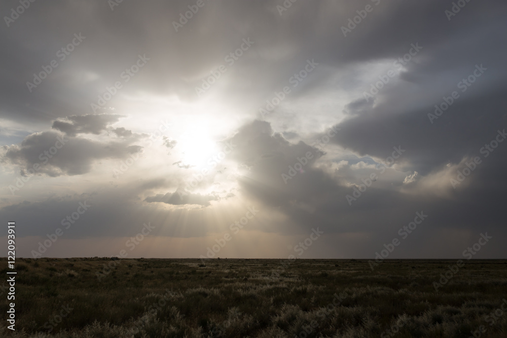 beautiful sky with clouds in the evening