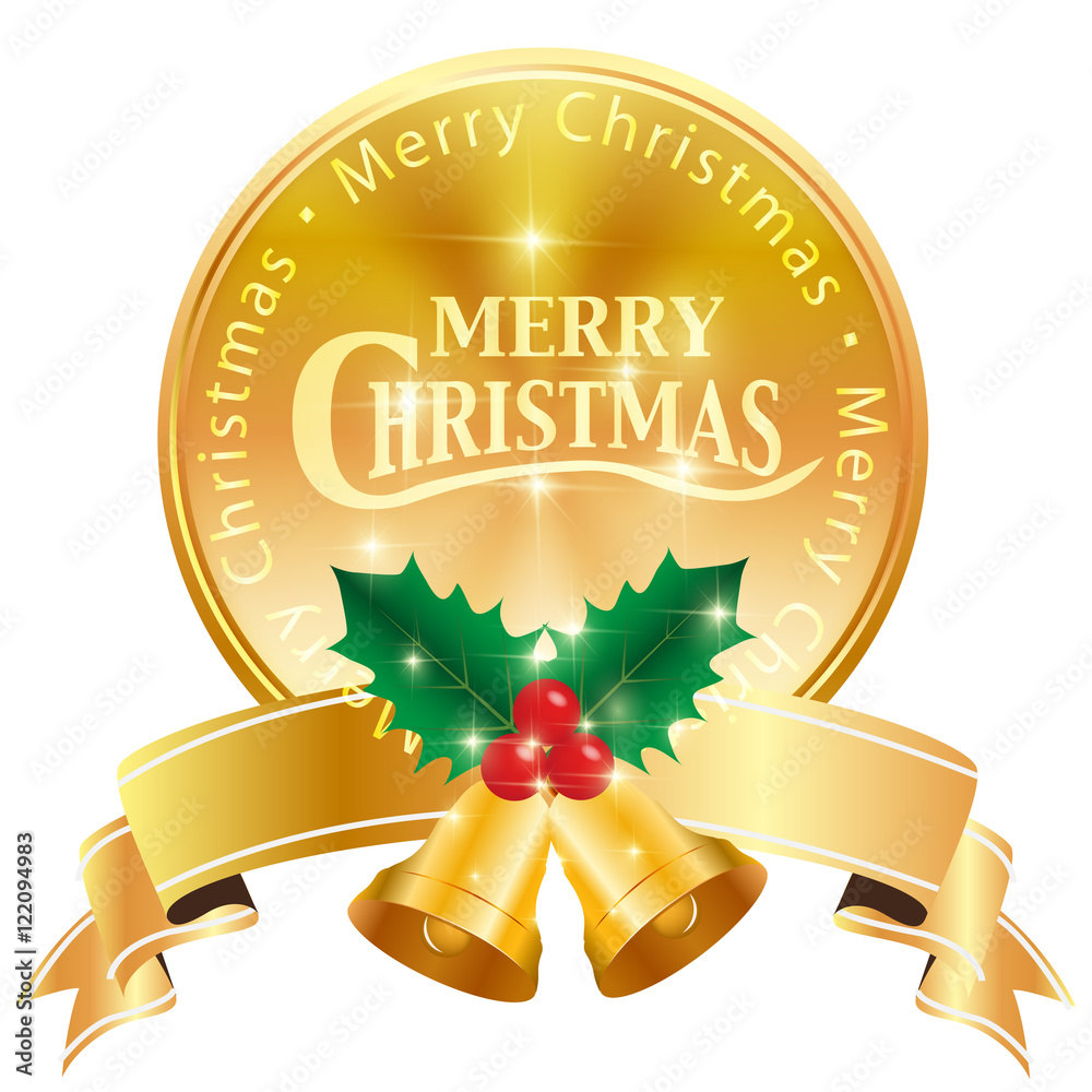 クリスマス ヒイラギ メダル アイコン Stock Vector Adobe Stock