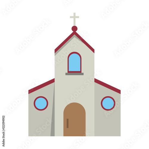 Church building icon. Religion faith and confession theme. Isolated design. Vector illustration