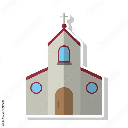 Church building icon. Religion faith and confession theme. Isolated design. Vector illustration