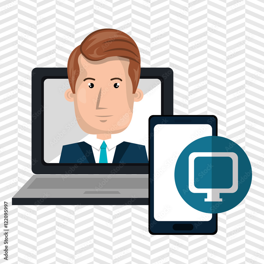 laptop man smartphone web vector illustration eps 10 laptop man smartphone web vector illustration eps 10
