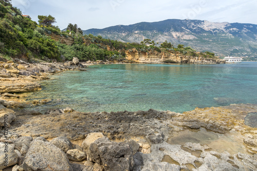 Panoramic view of Pesada beach  Kefalonia  Ionian islands  Greece