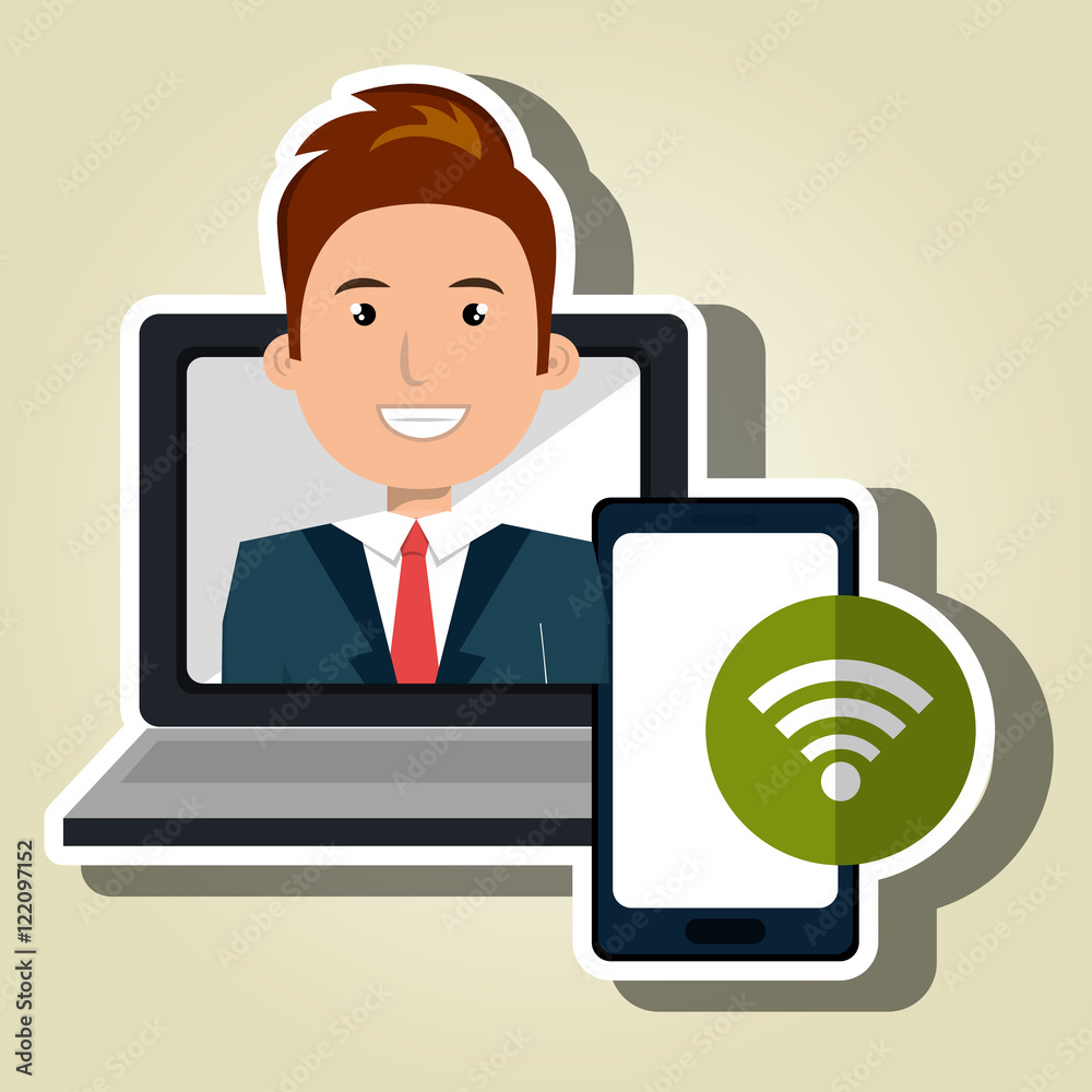 laptop man smartphone web vector illustration eps 10 laptop man smartphone web vector illustration eps 10