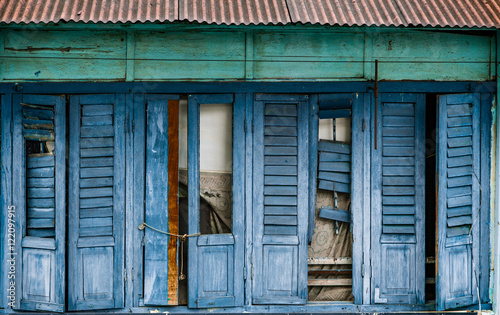 Blue shophouse shutters photo