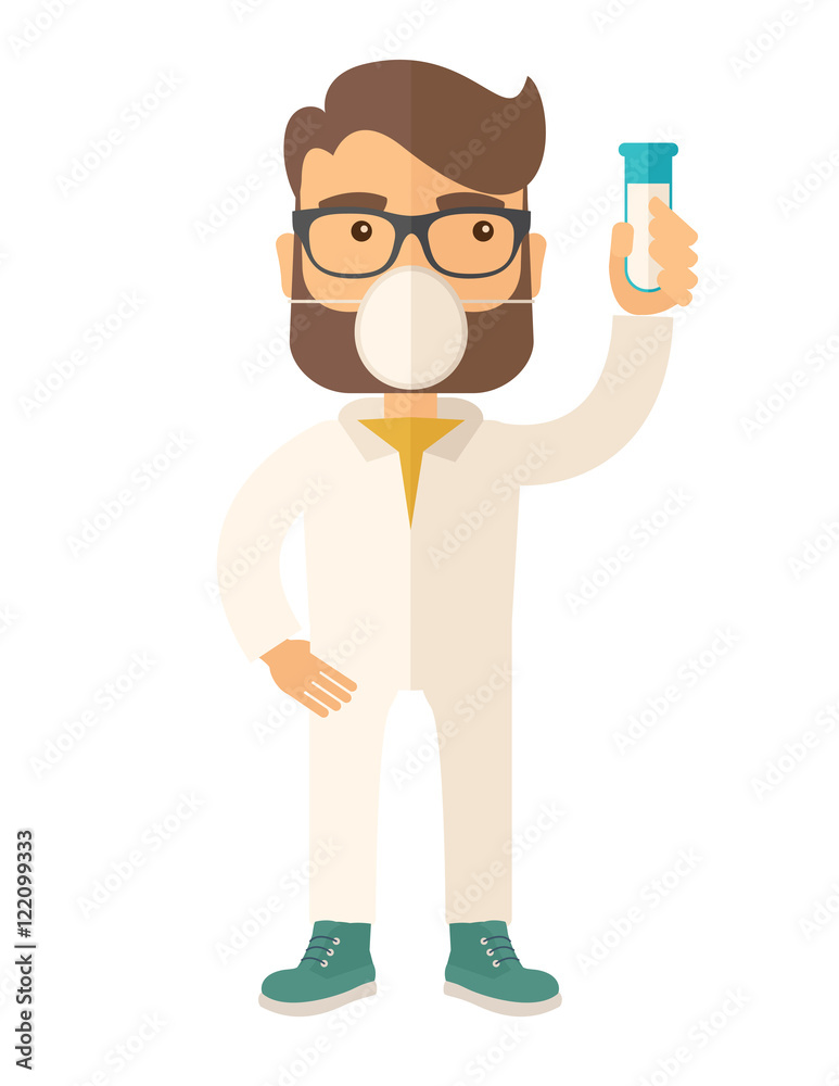 Scientist with mask and test tube. Scientist with mask and test tube.