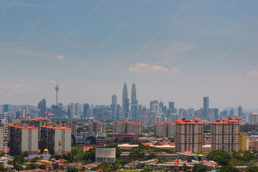 Kuala Lumpur, the capital of Malaysia. Its modern skyline is dominated by the 451m-tall KLCC, a pair of glass-and-steel-clad skyscrapers.