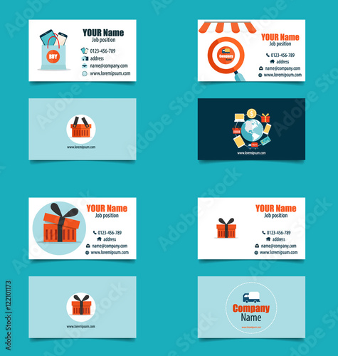 Modern business card template with Business concept, Online shop