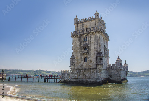 Panoramic view of  Belem Tower, Lisbon, Portugal, Europe