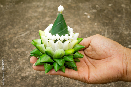 pattern of banana leaf weave to tradition product of Thailand, Thai culture