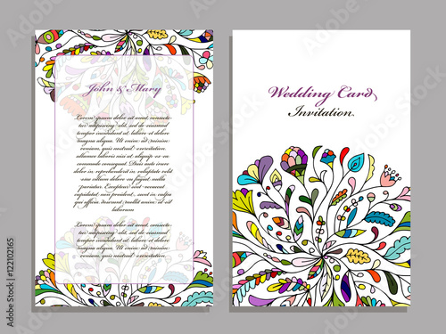 Wedding card template, floral design