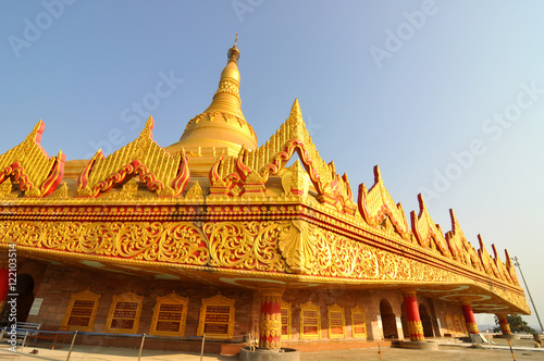 Golden stupa in Global Vipassana temple in Mumbai City, India.