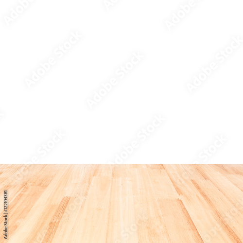beige wooden floor and white background wall for product display