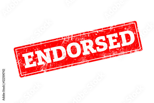 ENDORSED written on red rubber stamp with grunge edges.