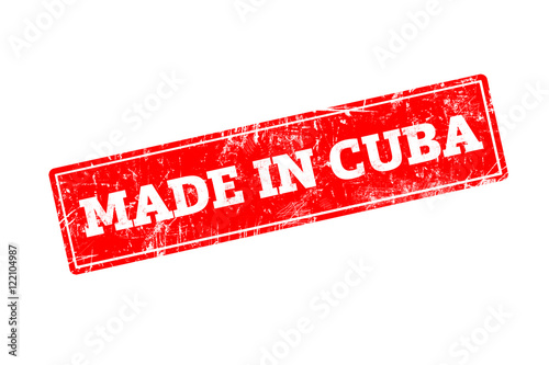 MADE IN CUBA, red rubber stamp with grunge edges.