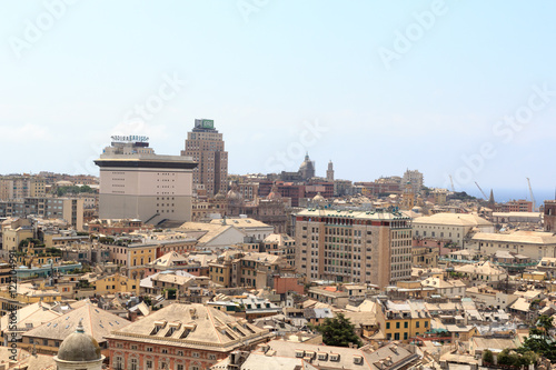 Genoa cityscape panorama seen from Spianata Castelletto, Italy