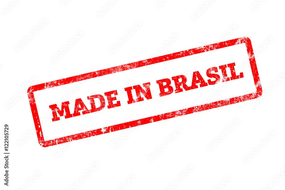 MADE IN BRASIL, red rubber stamp with grunge edges. MADE IN BRASIL, red rubber stamp with grunge edges.