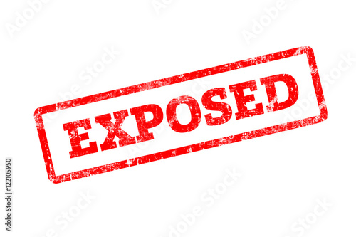 Exposed red rubber stamp