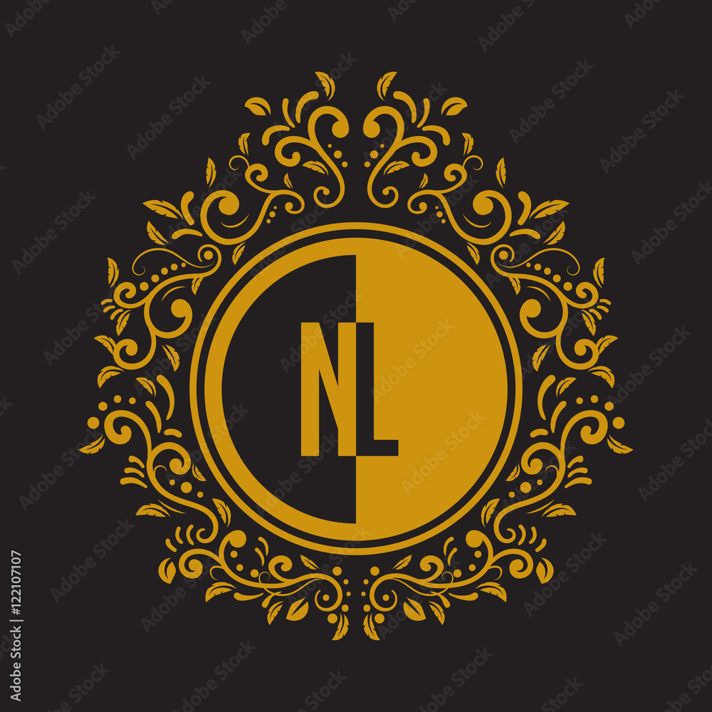 Fototapeta premium INITIAL CIRCLE HALF vintage elegant luxury