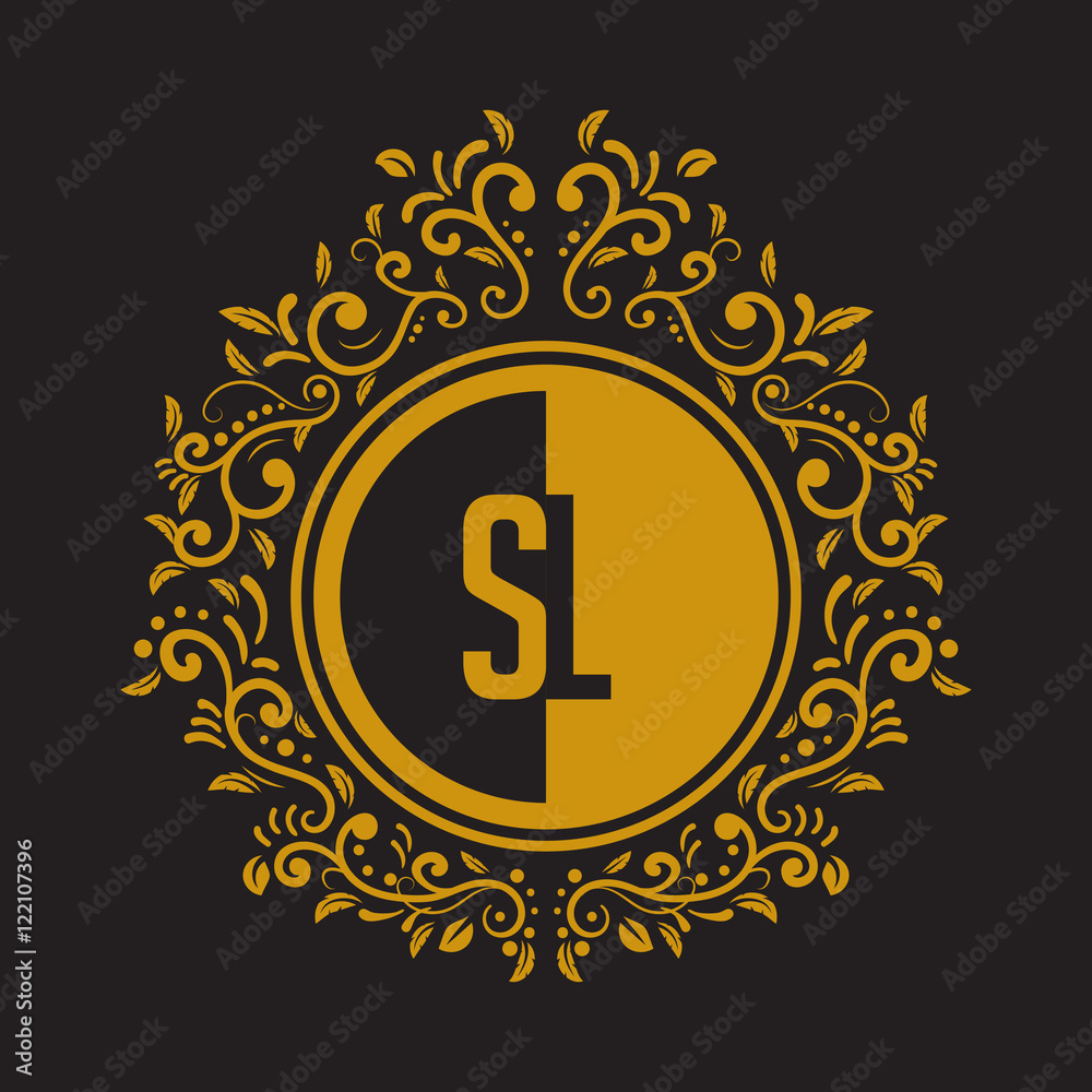 Naklejka premium INITIAL CIRCLE HALF vintage elegant luxury