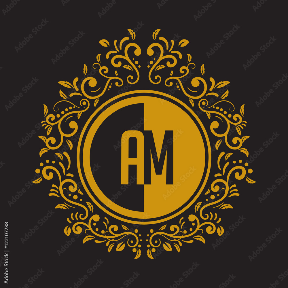 Naklejka premium INITIAL CIRCLE HALF vintage elegant luxury