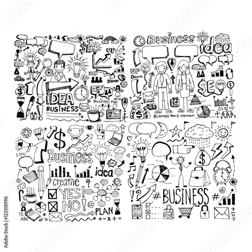 Hand draw business doodle icon illustration design