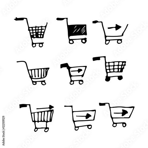Hand drawn doodle shopping cart illustration design