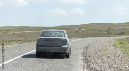 car on the asphalt road