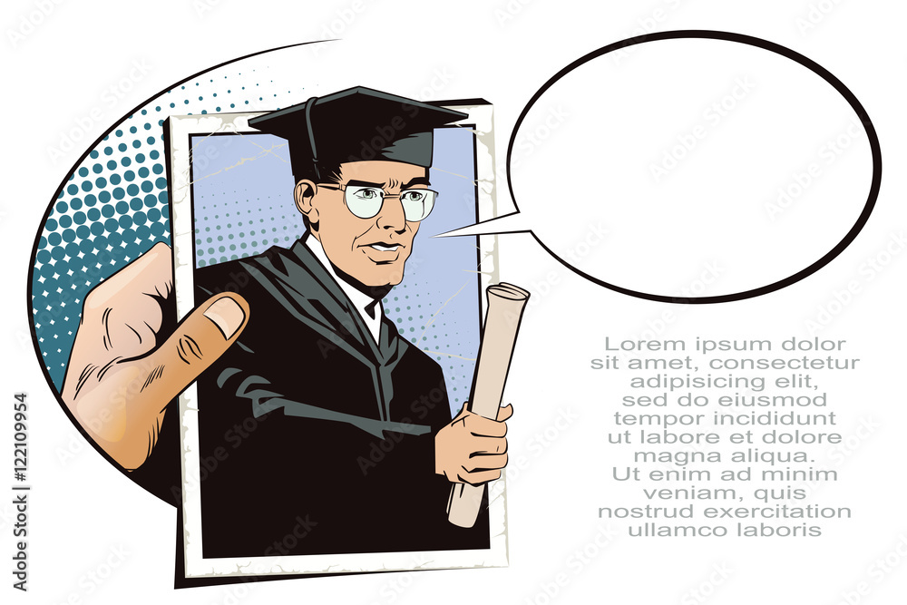 People in retro style. Teacher with diploma. People in retro style. Teacher with diploma.
