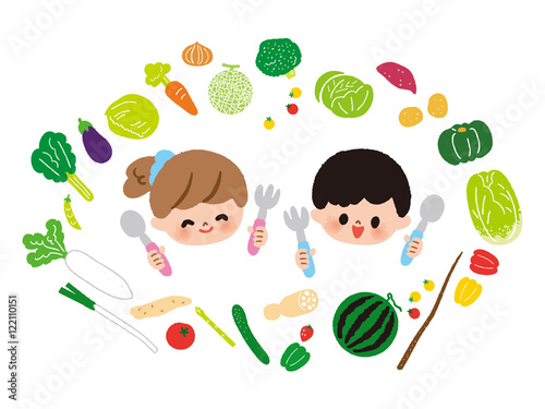 いろいろな野菜と子供 大