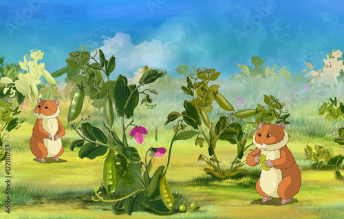 Hamsters on Pea Field