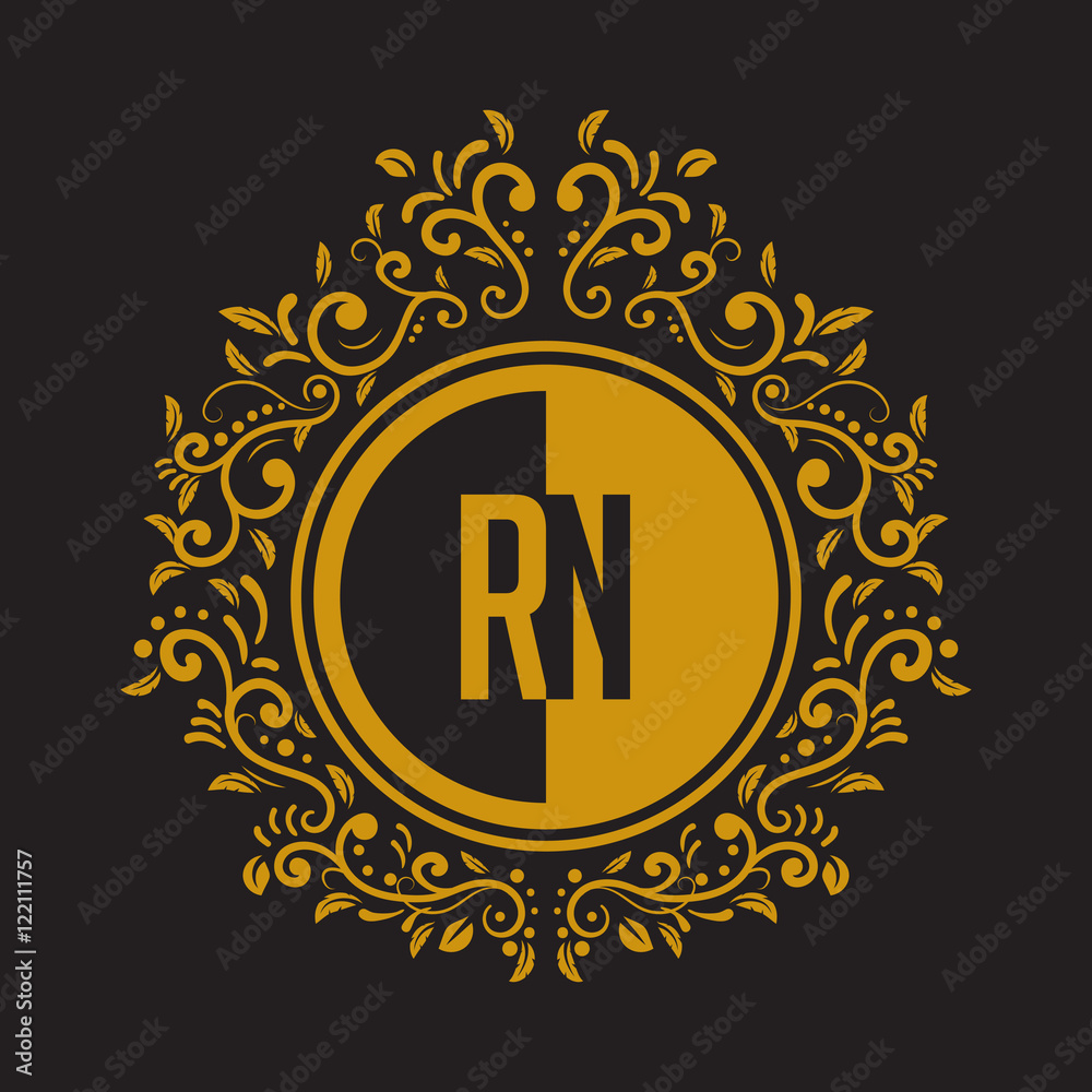 Naklejka premium INITIAL CIRCLE HALF vintage elegant luxury