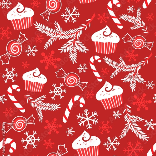 Christmas seamless pattern with sweets