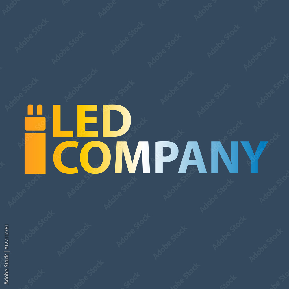 Led bulb logo. Led company logo. LED illumination. Corporate logo design.