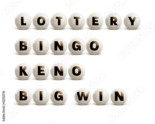 lottery balls with place for text bingo keno big win set isolate