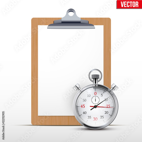 Coaching blank clipboard and stopwatch. Sport or business illustration. Editable Vector illustration Isolated on white background.