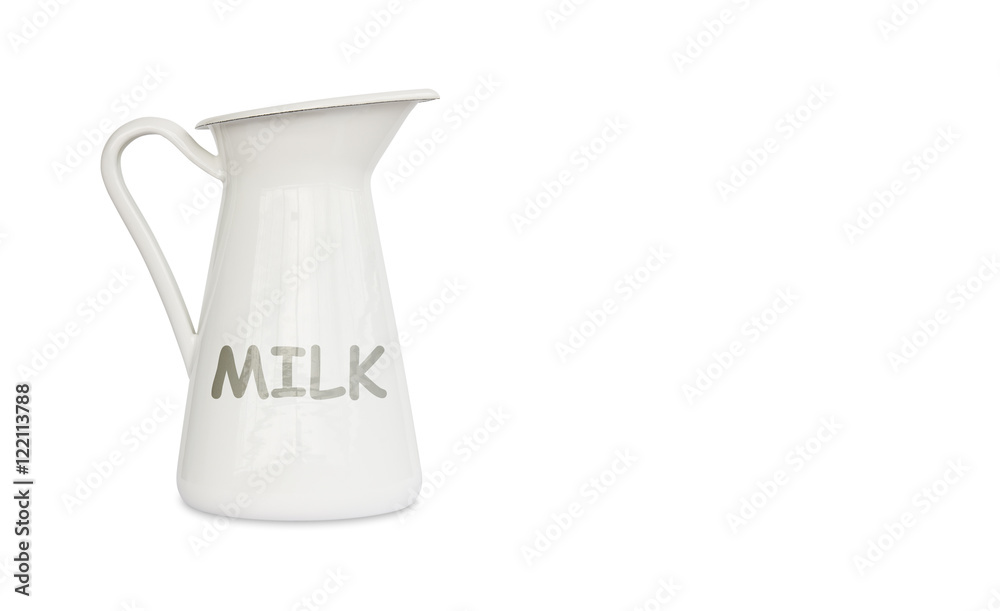 milk jug with text and shadow on left side white background milk jug with text and shadow on left side white background