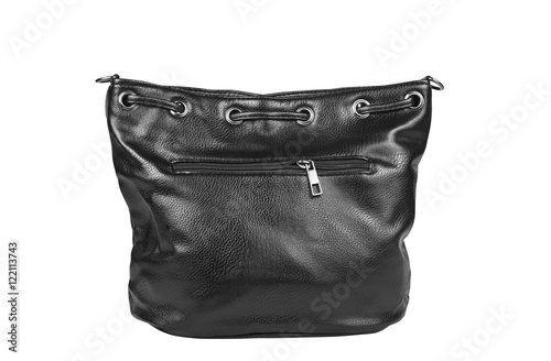 luxury leather black hand bag with zipper for man or woman on wh