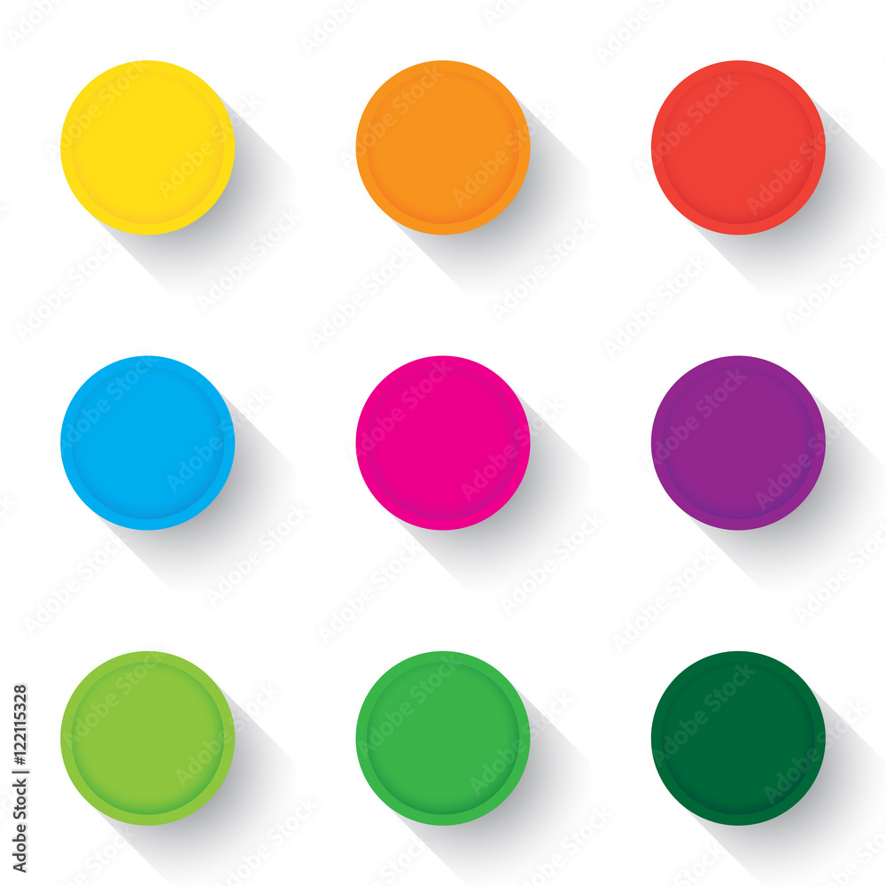Set of empty buttons in a flat design. Illustration