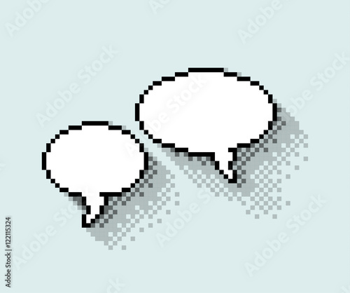 Set of empty pixel text bubbles in flat design, illustration. - Editable stock vector