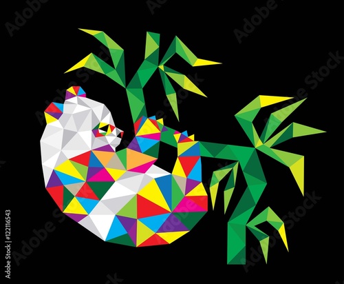 Fototapeta Naklejka Na Ścianę i Meble -  Geometric Cute Panda, polygonal art vector design