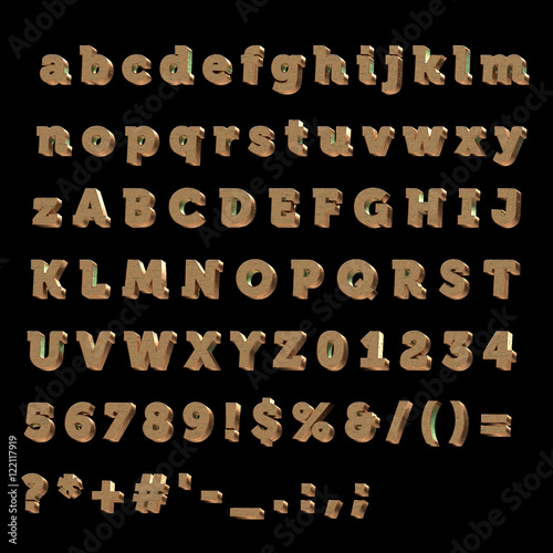 3D Font Bronze- Full Alphabet